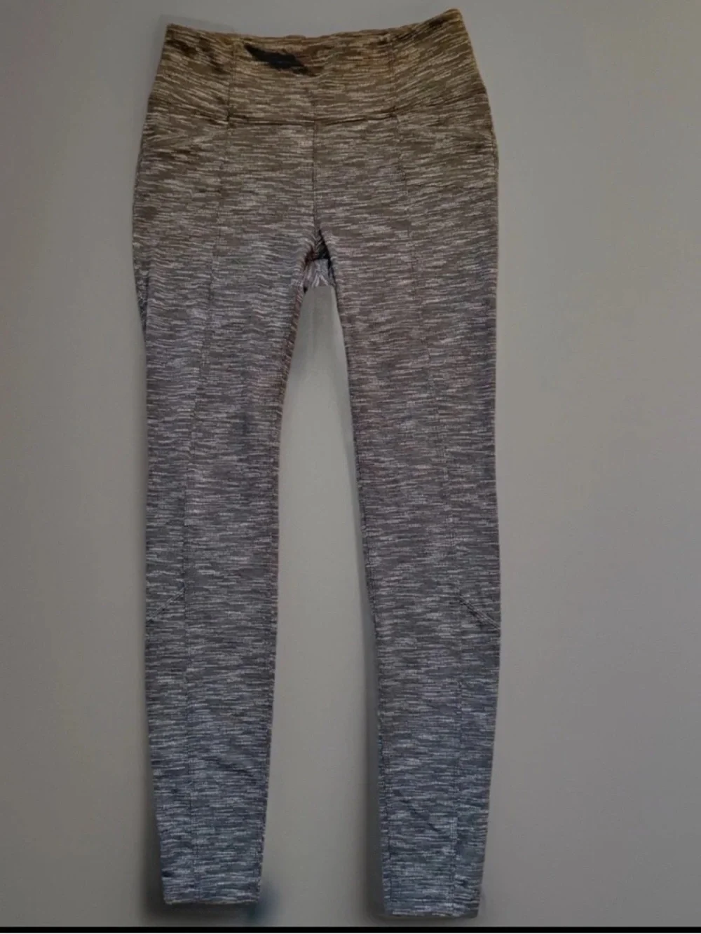 ATHLETA Leggings Womens Small Gray Black Space Dyed Metro Mid Rise Back Pockets